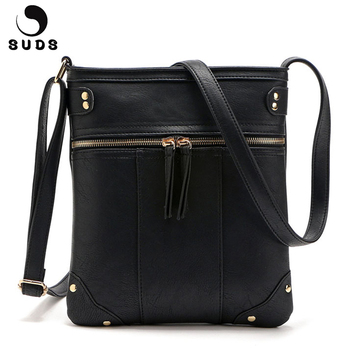 SUDS Brand PU Leather Women Messenger Bags 2018 New Fashion Rivet Female Small Shoulder Bags Women Casual Travel Crossbody Bags